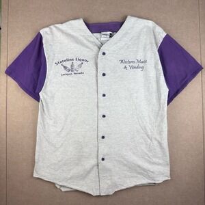 Vintage Badger Sport XL Jersey Shirt Gray Purple‎ Stateline Liquor Made USA #7